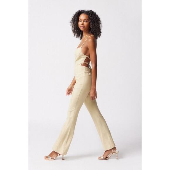 Urban Outfitters Chandler Linen Strappy-Back Jumpsuit Sz Small Cream Retro 70s - Picture 4 of 13